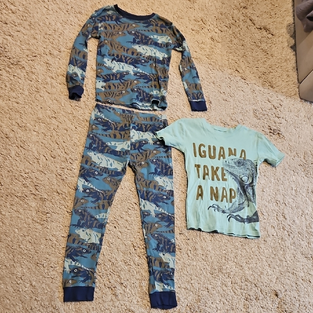 Carter's Blue and Green 3-Piece Iguana Pajama Set size 8